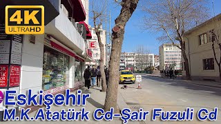 ESKİŞEHİR Walking Tour  MUSTAFA KEMAL ATATÜRK CADDESİ  ŞAİR FUZULİ CADDESİ  4K TURKEY [upl. by Andaira]