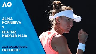 Alina Korneeva v Beatriz Haddad Maia Highlights  Australian Open 2024 Second Round [upl. by Brandise291]