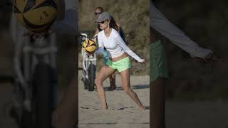 Alessandra Ambrosio Enjoys a Game of Beach Volleyball in Pacific Palisades with a Friend shorts [upl. by Basilio]