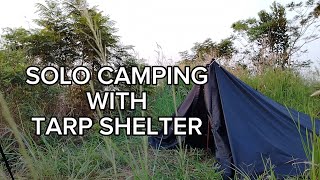 SOLO CAMPING OVERNIGHT WITH TARP SHELTER ASMR [upl. by Zuliram]