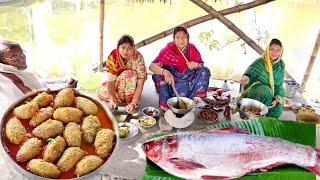 শাশুড়িবৌমাননদ তিনজনে মিলে রান্না করলাম চিংড়ি মাছের পুর ভরা মোচার কোফতা আর মাছের ঝালfish curry [upl. by Petula359]