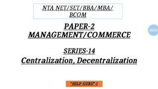 Centralization and Decentralization  ManagementCommerceLabour laws [upl. by Eryn]