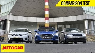 Hyundai Elantra VS Toyota Corolla Altis VS Skoda Octavia  Comparison Test  Autocar India [upl. by Droflim16]