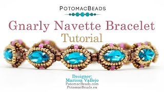 Gnarly Navette Bracelet  DIY Jewelry Making Tutorial by PotomacBeads [upl. by Ralip]