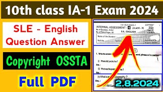 10th class ia1 exam english questions answer 2024  class 10 ia1 english ossta real question answer [upl. by Haleelahk]