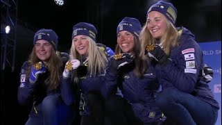 Medaljeseremoni stafett kvinner VM Seefeld [upl. by Brnaba432]