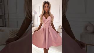 3489 SCARLETT flared dress with a neckline  powder pink fyp viral [upl. by Revolc890]