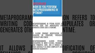 Advanced Python INTERVIEW ChallengeOnly 1 Can Answer How do you perform metaprogramming interview [upl. by Joselow]