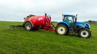 New Holland T7030  Redrock 3000 Gallon  Dribble Bar Slurry [upl. by Hudnut679]