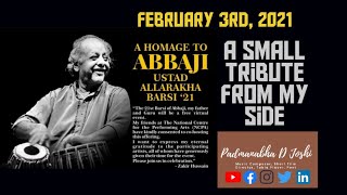 Homage to Abbaji Ustad Allarakha 2021  Tripalli Punjab Gharana  Tabla Music Zakirhussain [upl. by Jocelin]