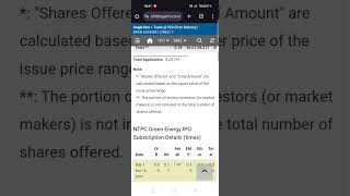 NTPC Green Energy IPO Subscription Details Day 1 [upl. by Jakob162]