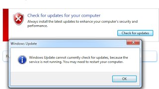 Windows Update cannot currently check for updates because the service is not running in Windows 7 [upl. by Ettenav]