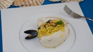 recette de sèches farcies au risotto et moules [upl. by Ijar]