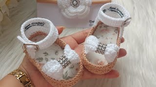 ¡Sandalias para Bebe a crochet Modelo Lyan 🥰 Talla de 95 CM Hermosas AlpargatasGanchillo 🧶 [upl. by Eadwina]