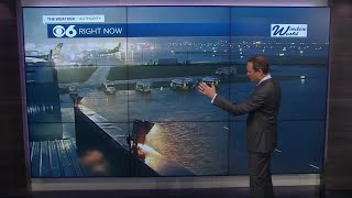 Camera shows sideways rain at Richmond International Airport [upl. by Barton]