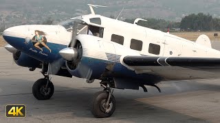 Beech 18  Engine Start amp Take Off  RARE visitor in Penticton BC Canada [upl. by Renat]