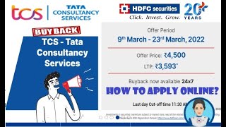 How to Apply TCS Buyback TCS Buyback Apply through Hdfc Securities Online  EASY Step by Step Guide [upl. by Adnuahsor]