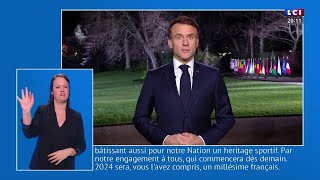 Voeux  quot2024 sera lannée de nos fiertés françaises  Un millésime françaisquot Emmanuel Macron [upl. by Fritze137]