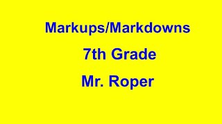 Markups and Markdowns 7th [upl. by Audly]