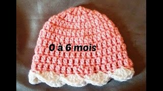 Crochet bonnet bébé de 0 a 6 mois [upl. by Eidderf60]