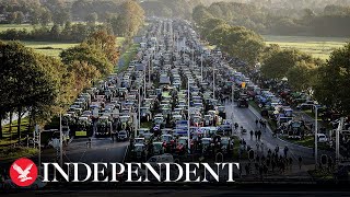 Live Police fire tear gas as farmers stage protest with tractors in Belgium [upl. by Catharine821]