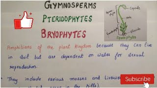 Bryophytes PteridophytesGymnosperms  Plant kingdom part 3 Class 11 biology notes [upl. by Hammock]