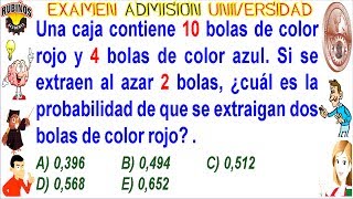 Examen UNI Admisión Universidad de Ingeniería Probabilidades solucionario [upl. by Eirrod668]