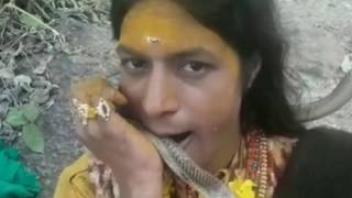 Rakesh Bonam anna Played with snake at Komuravelli Mallana Kalyanam 2018 [upl. by Gernhard439]