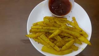 French Fries using Microwave Oven less oil recipewith subtitles  ஃப்ரெஞ்ச் ஃப்ரை [upl. by Lednahc299]