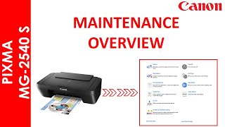 PIXMA MG 2540S MAINTENANCE TAB OVERVIEW [upl. by Aiepoissac]