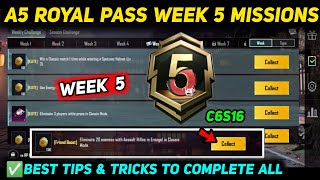 A5 WEEK 5 MISSION 🔥 PUBG WEEK 5 MISSION EXPLAINED 🔥 A5 ROYAL PASS WEEK 5 MISSION 🔥 C6S16 RP MISSIONS [upl. by Ottilie]