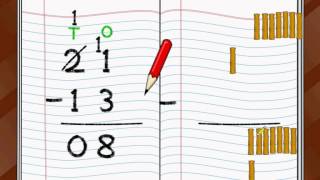 Maths  Subtracting two digit numbers with borrowing  English [upl. by Nwadahs]