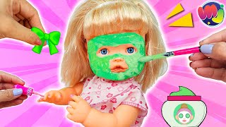 🎀 Bebé se hace una mascarilla 💅 KIT Maquillaje y uñas para ser una princesa 👑 [upl. by Jallier]