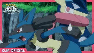 ¡Greninja vs Lucario  Serie Viajes Definitivos Pokémon  Clip oficial [upl. by Maire]