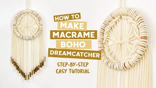 DIY Macrame Tutorial  How To Make Macrame Boho Dreamcatcher  Easy Tutorial For Beginners [upl. by Bonine]