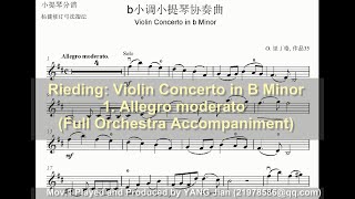 Full Orchestra Accompaniment Oscar Rieding Violin Concerto in B Minor Op 35  1 Allegro moderato [upl. by Sochor]