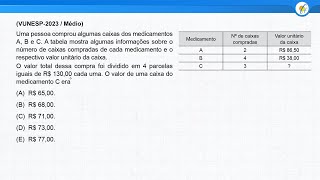 MATEMÁTICA VUNESP 2023  SISTEMA MONETÁRIO E EQUAÇÃO DO 1º GRAU  PREFEITURA DE GUARULHOS [upl. by Sloane683]