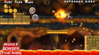 New Super Mario Bros Wii ★All Boss Fights★ With 3 Players Part 2 2 [upl. by Macgregor]