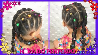 😱LINDO😍 penteado infantil com trança fácil rápido e simplescabelo cacheado ou lisoescola [upl. by Naujud]