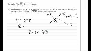 P1 EDEXCEL IAL WMA1101 OCT NOV 2019 Q5  Differentiation  Equation of normal [upl. by Felecia]