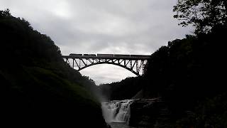 Train crossing the new Genesee Arch Bridge [upl. by Denoting]