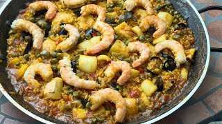 Easy seafood paella  Paella recipe  How to cook paella [upl. by Anatolio]