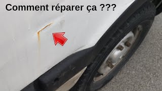 Comment réparer un trait de rouille sur la carrosserie traiter rayure corrosion voiture automobile [upl. by Annayehc]