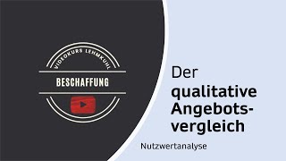 Beschaffung Folge 7  Der qualitative Angebotsvergleich Nutzwertanalyse [upl. by Aenitsirhc]