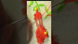 How to embroider 3D lily flowers  3D embroidery SHORT [upl. by Ahsanat362]