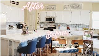 How we painted our Kitchen Cabinets White  Valspar Cabinet and Furniture Paint [upl. by Leventis]