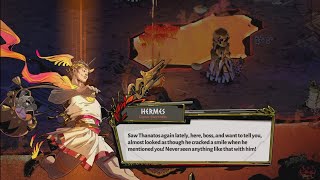 Hermes saw Thanatos crack a smile when he mentioned Zagreus  Hades [upl. by Ahsait]