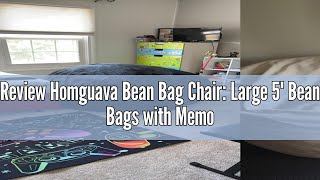 Review Homguava Bean Bag Chair Large 5 Bean Bags with Memory Foam Filled Large Beanbag Chairs Sof [upl. by Elokkin]