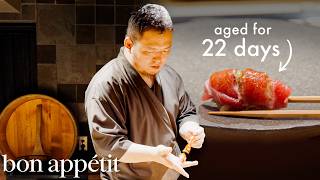 The MichelinStar Chef Serving Sushi in an Apartment  Masters At Work  Bon Appétit [upl. by Anawt]