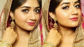 Indian Bridal Makeup  Pink and Gold  corallista [upl. by Cirted986]